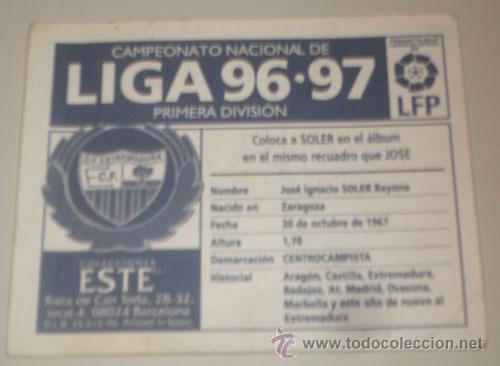 Cromos de f&uacute;tbol: SOLER EXTREMADURA EDICIONES ESTE 96-97 - Foto 2