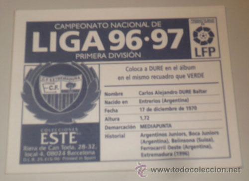 Cromos de f&uacute;tbol: DURE EXTREMADURA EDICIONES ESTE 96-97 - Foto 2