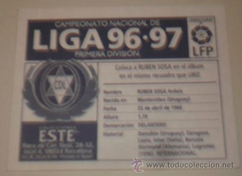 Cromos de f&uacute;tbol: RUB&Eacute;N SOSA LOGRO&Ntilde;ES EDICIONES ESTE 96-97 - Foto 2