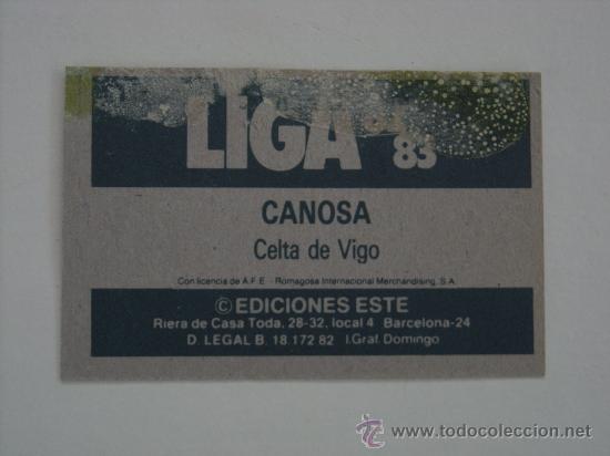 Cromos de f&uacute;tbol: ESTE 82-83  CANOSA  CELTA  1982-1983 - Foto 2