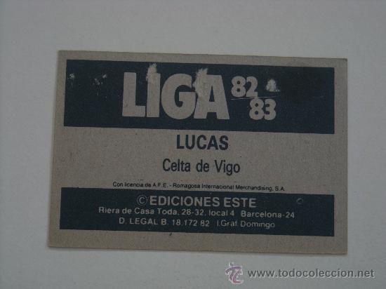 Cromos de f&uacute;tbol: ESTE 82-83 LUCAS CELTA 1982-1983 - Foto 2