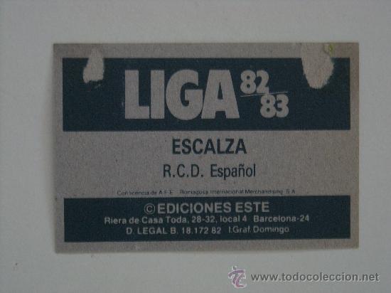 Cromos de f&uacute;tbol: ESTE 82-83  ESCALZA  ESPA&Ntilde;OL  1982-1983 - Foto 2