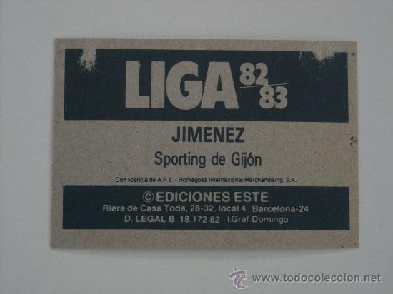 Cromos de f&uacute;tbol: ESTE 82-83  JIMENEZ  SPORTING GIJON  1982-1983 - Foto 2