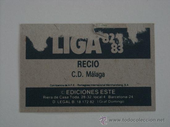 Cromos de f&uacute;tbol: ESTE 82-83  RECIO  MALAGA    1982-1983 - Foto 2