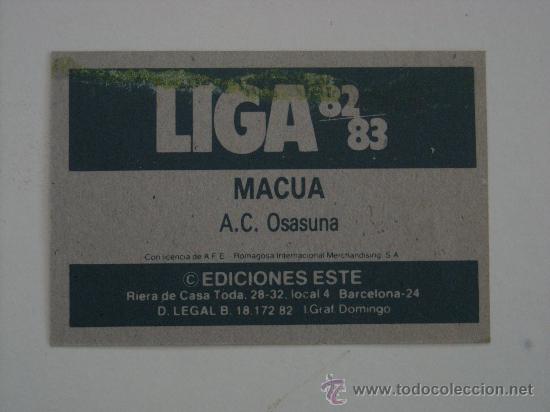 Cromos de f&uacute;tbol: ESTE 82-83  MACUA  OSASUNA  1982-1983 - Foto 2