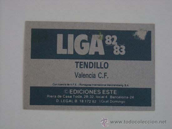 Cromos de f&uacute;tbol: ESTE 82-83  TENDILLO  VALENCIA  1982-1983 - Foto 2