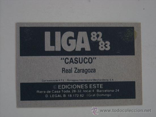 Cromos de f&uacute;tbol: ESTE 82-83  CASUCO  ZARAGOZA  1982-1983 - Foto 2