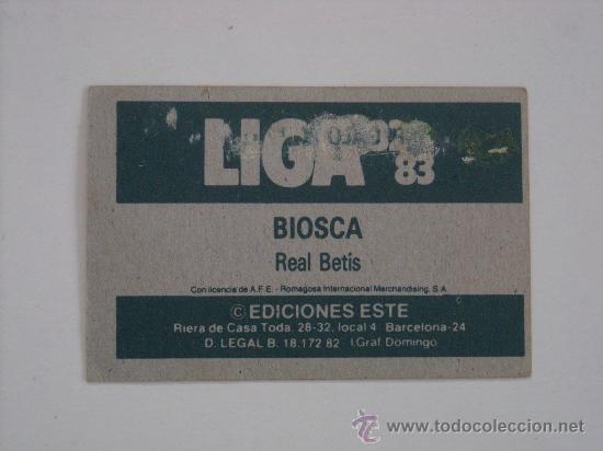 Cromos de f&uacute;tbol: ESTE 82-83  BIOSCA  BETIS  1982-1983 - Foto 2
