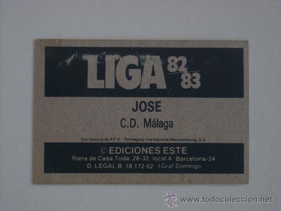 Cromos de f&uacute;tbol: ESTE 82-83  JOSE  MALAGA  1982-1983 - Foto 2