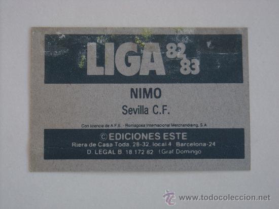 Cromos de f&uacute;tbol: ESTE 82-83  NIMO  SEVILLA  1982-1983 - Foto 2