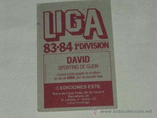 Cromos de f&uacute;tbol: -ESTE 83-84 : DAVID ( GIJON ) -- COLOCA -- - Foto 2