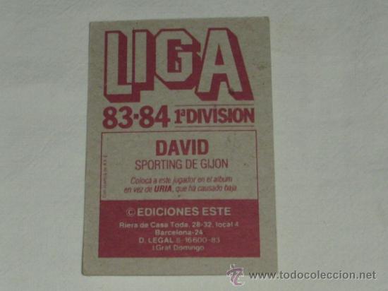 Cromos de f&uacute;tbol: -ESTE 83-84 : DAVID ( GIJON ) -- COLOCA -- - Foto 2