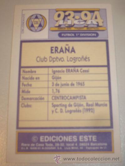 Cromos de f&uacute;tbol: ERA&Ntilde;A C.D. LOGRO&Ntilde;ES 93-94 EDICIONES ESTE 1993-94 - Foto 2