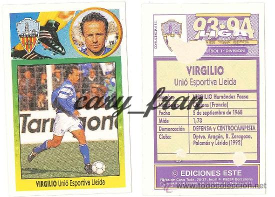 Cromos de f&uacute;tbol: ESTE 1993 1994 93 94 LLEIDA VIRGILIO - Foto 1