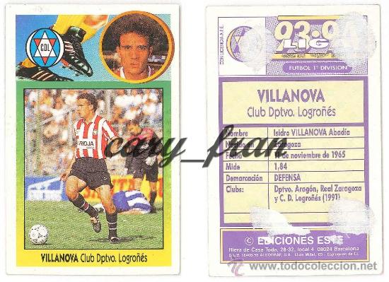 Cromos de f&uacute;tbol: ESTE 1993 1994 93 94 LOGRO&Ntilde;ES VILLANOVA - Foto 1