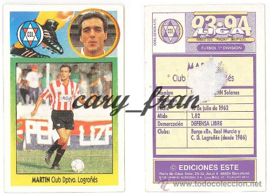 Cromos de f&uacute;tbol: ESTE 1993 1994 93 94 LOGRO&Ntilde;ES MARTIN - Foto 1