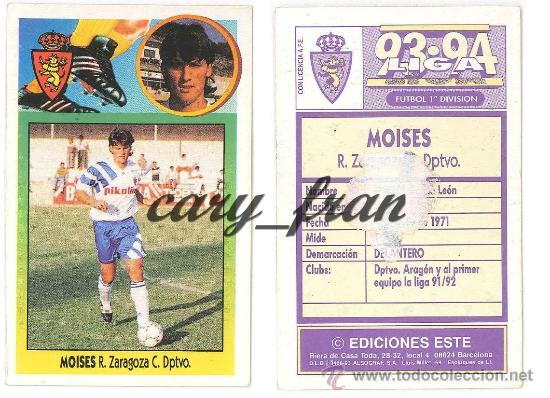 Cromos de f&uacute;tbol: ESTE 1993 1994 93 94 ZARAGOZA MOISES - Foto 1