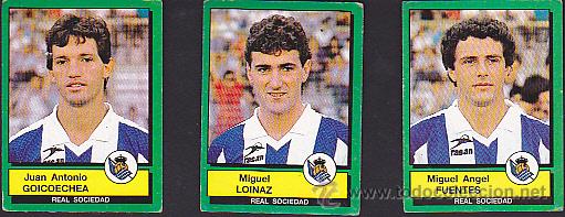 Cromos de f&uacute;tbol: LORE DE 3 CROMOS PANINI 90 REAL SOCIEDAD - Foto 1
