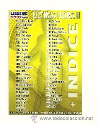 Fu&szlig;ball-Sticker: 1174 INDICE ULTIMA HORA II  MUNDICROMO 2011 2012 QUIZ GAME PLATINUM 11 12