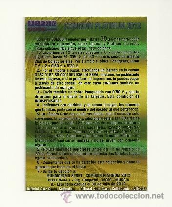 Fu&szlig;ball-Sticker: MUNDICROMO 2011-2012 PLATINUM - COMODIN PLATINUM 2012 BRILLO RAYAS / BONO  PLATINUM - CROMOS