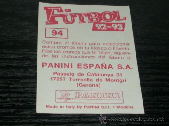 Cromos de f&uacute;tbol: -PANINI 92-93 : 94 LEONARDO ( VALENCIA ) - Foto 2