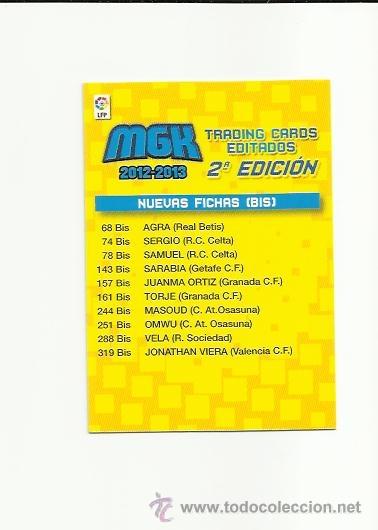Fu&szlig;ball-Sticker: LISTA TRADING CARDS 2&ordf; EDICION   - MEGACRACKS 2012-2013  PANINI MGK 12-13 - CROMOS
