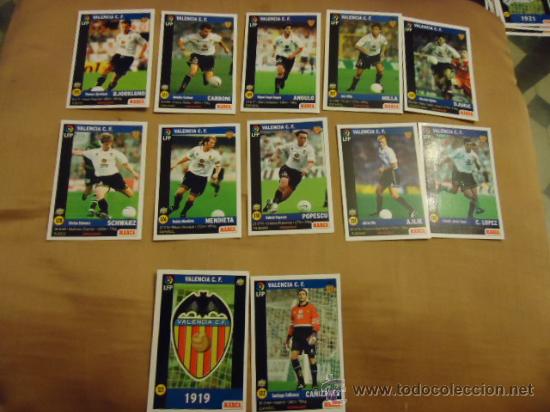 Cromos de f&uacute;tbol: lote cromos estampas o tarjetas de futbol lfp marca con leyenda por detras club valencia
