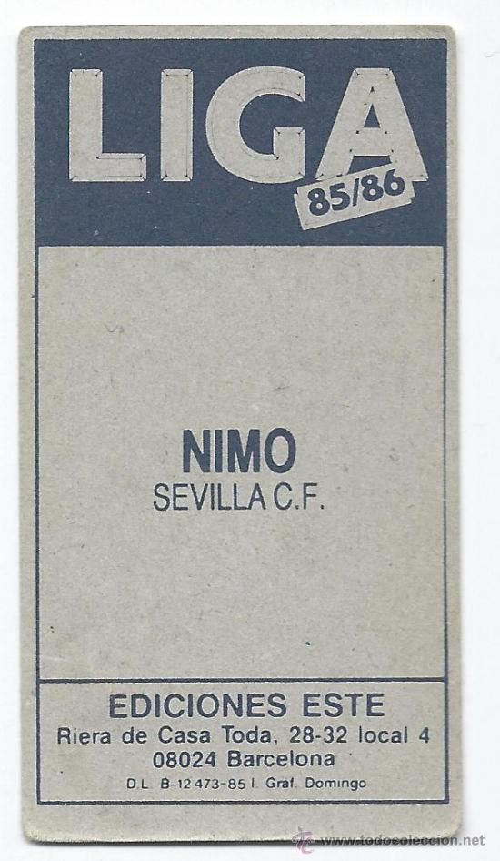 Cromos de f&uacute;tbol: LIGA ESTE 85/86- NIMO  (SEVILLA) - Foto 2