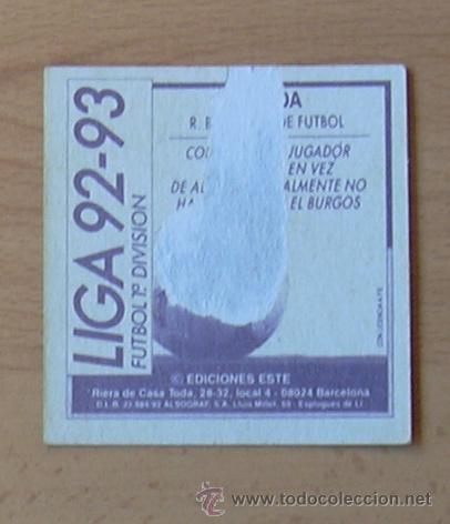 Cromos de f&uacute;tbol: Burgos - Bastida - COLOCA - Ediciones Este 1992-1993, 92-93 - Foto 2