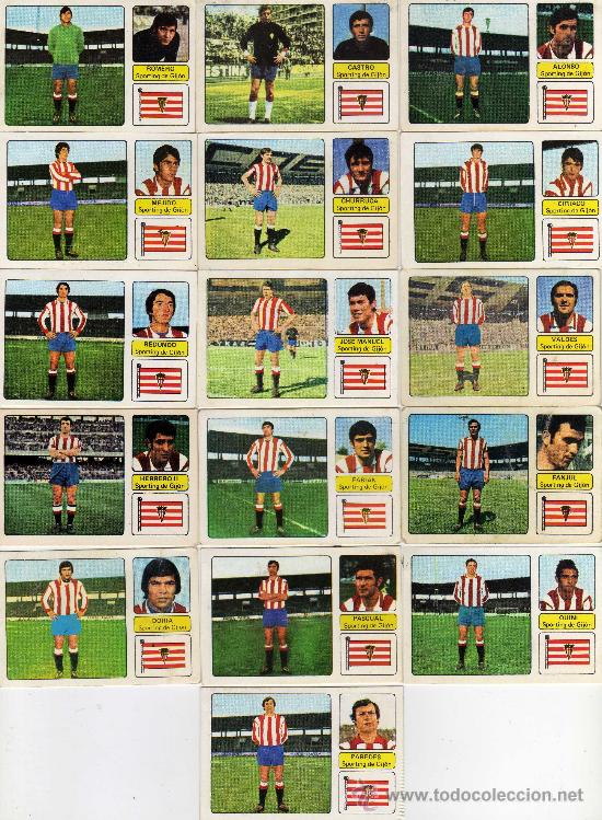 Football Stickers: 16 cromos del gijon, completo de fher 1973 - 74,