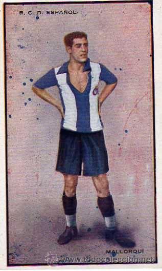 Fu&szlig;ball-Sticker: CROMO POSTAL DE MALLORQUI. DEL R.C.D.ESPA&Ntilde;OL A&Ntilde;OS 20