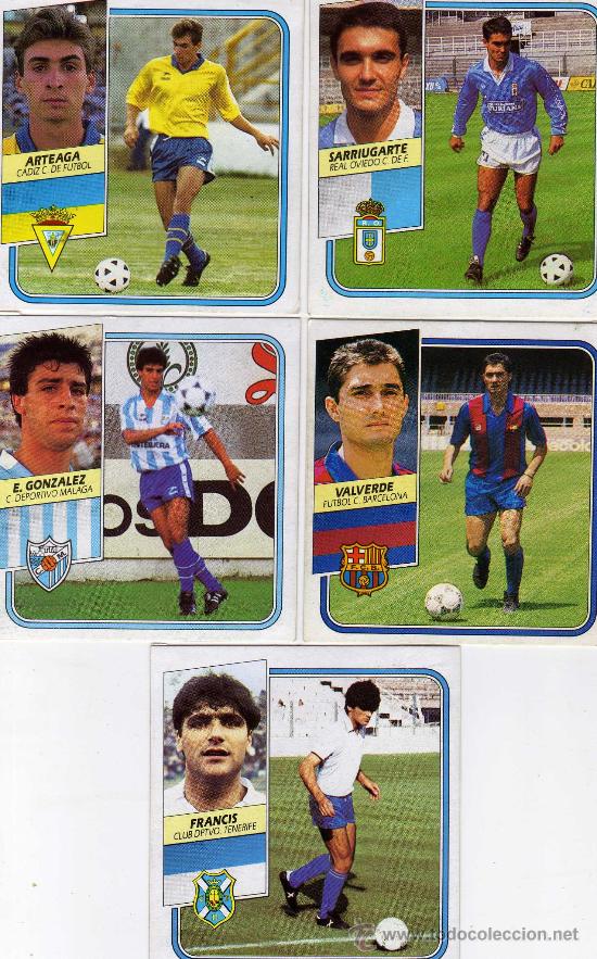 Cromos de f&uacute;tbol: 5 colocas,liga este 89-90, sacados de album ver foto