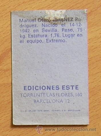 Cromos de f&uacute;tbol: Celta - Jim&eacute;nez - Ediciones Este 1974-1975, 74-75 - Foto 2