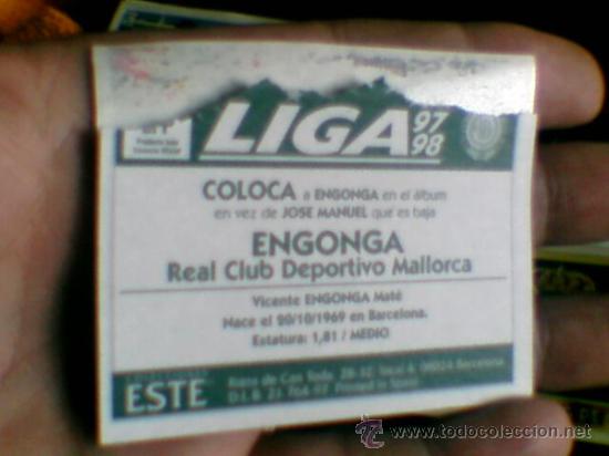 Cromos de f&uacute;tbol: ED ESte 97 98 COLOCA   recuperado ventanilla superior ENGONGA MALLORCA - Foto 2