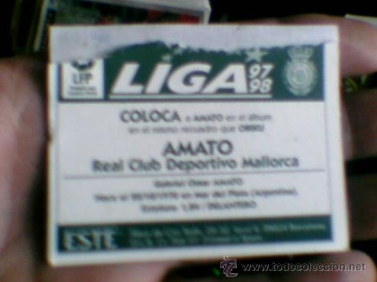 Cromos de f&uacute;tbol: ED ESte 97 98 COLOCA   recuperado ventanilla superior AMATO MALLORCA - Foto 2
