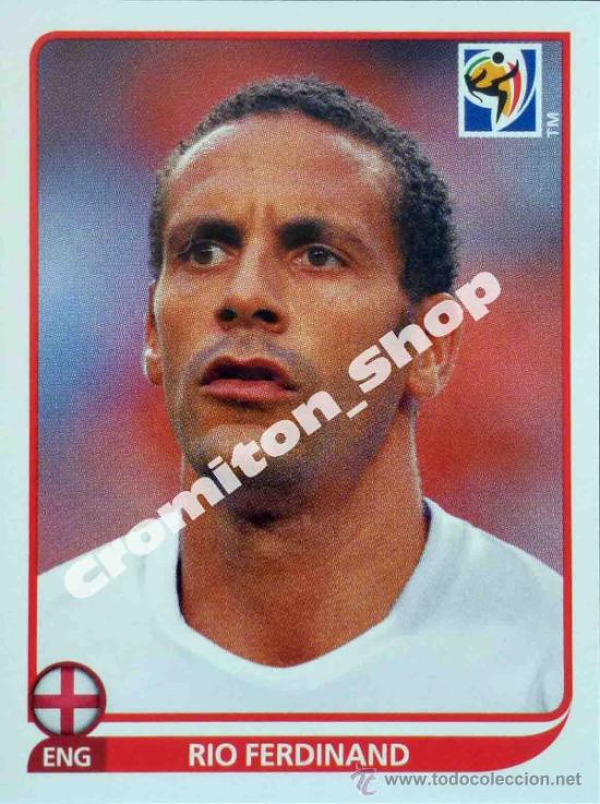 Cromos de f&uacute;tbol: N&ordm; 186 RIO FERDINAND MUNDIAL SOUTH AFRICA 2010 WORLD CUP 10 PANINI