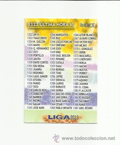 Fu&szlig;ball-Sticker: 1322 INDICE ULTIMA HORA VI - - MUNDICROMO 2012 2013 PLATINUM 12 13