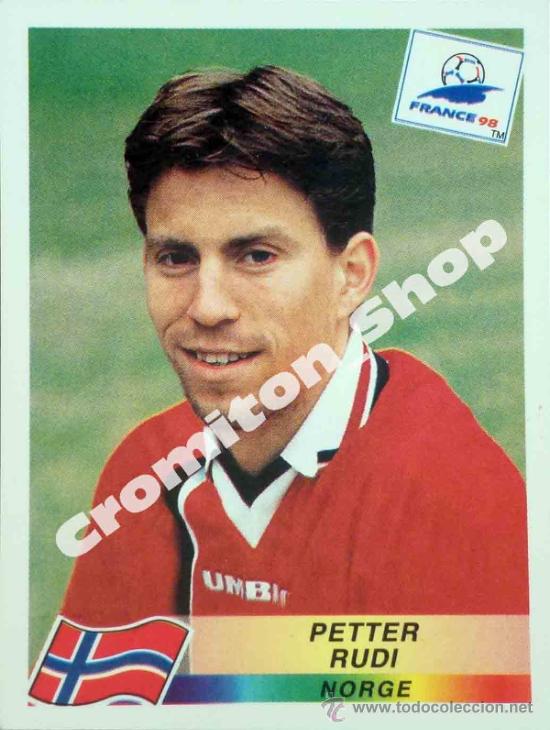 Fu&szlig;ball-Sticker: N&ordm; 77 PETTER RUDI MUNDIAL FRANCIA 1998  FRANCE WORLD CUP 98 PANINI