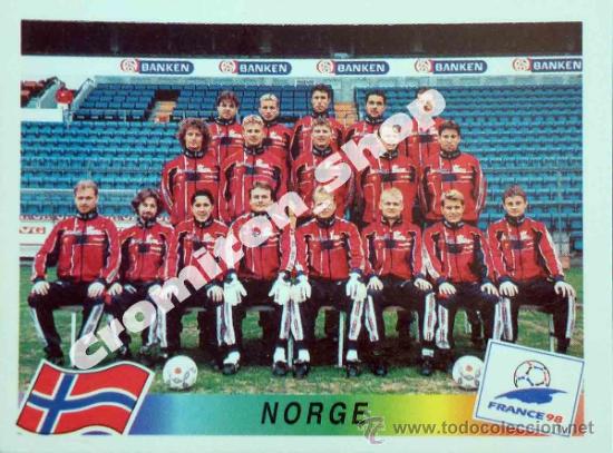 Fu&szlig;ball-Sticker: N&ordm; 67 EQUIPO NORGE MUNDIAL FRANCIA 1998  FRANCE WORLD CUP 98 PANINI