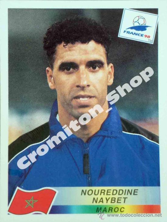 Fu&szlig;ball-Sticker: N&ordm; 54 NOUREDDINE NAYBET MUNDIAL FRANCIA 1998 FRANCE WORLD CUP 98 PANINI