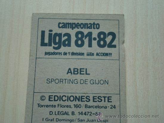 Cromos de f&uacute;tbol: CROMO ABEL SPORTING EDICIONES ESTE 81 82 NUNCA PEGADO - Foto 2