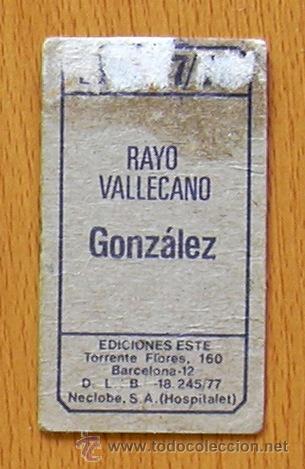 Cromos de f&uacute;tbol: Rayo Vallecano - Gonz&aacute;lez - Ediciones Este 1977-1978, 77-78 - Foto 2