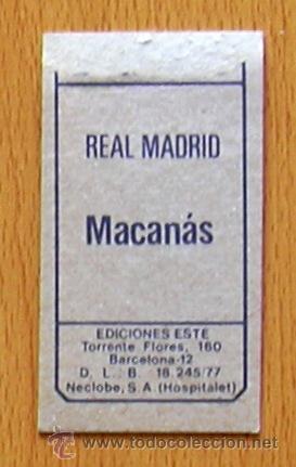 Cromos de f&uacute;tbol: Real Madrid - Macan&aacute;s - Ediciones Este 1977-1978, 77-78 - Foto 2