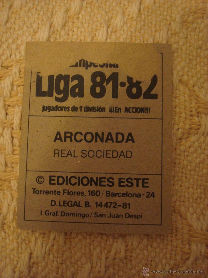 Cromos de f&uacute;tbol: 81-82 ESTE. ARCONADA. REAL SOCIEDAD. - Foto 2