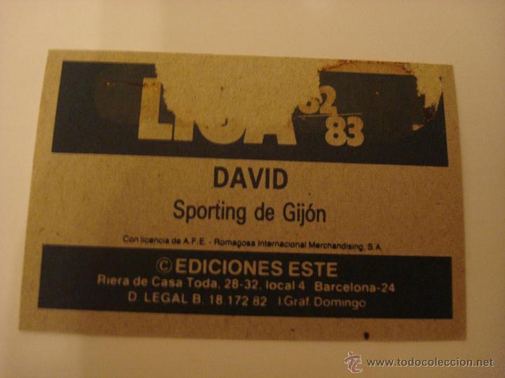 Cromos de f&uacute;tbol: 82-83 ESTE. DAVID. BAJA SPORTING GIJON. - Foto 2