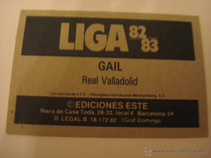 Cromos de f&uacute;tbol: 82-83 ESTE. GAIL. VALLADOLID - Foto 2