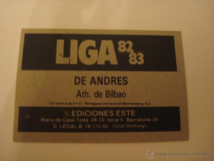 Cromos de f&uacute;tbol: 82-83 ESTE. DE ANDRES. BILBAO - Foto 2