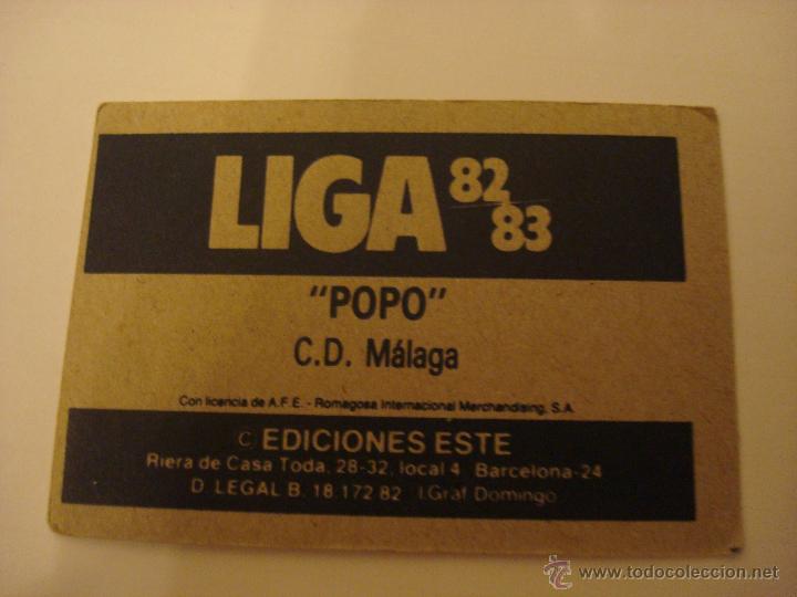 Cromos de f&uacute;tbol: 82-83 ESTE. POPO. MALAGA. NUNCA PEGADO - Foto 2