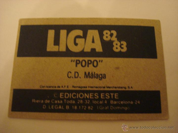 Cromos de f&uacute;tbol: 82-83 ESTE. POPO. MALAGA. NUNCA PEGADO. - Foto 2