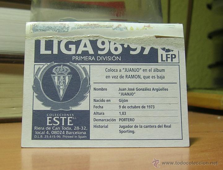 Cromos de f&uacute;tbol: EDICIONES ESTE 1996-1997 96 97  JUANJO  (COLOCA) SPORTING VENTANILLA LEER - Foto 2
